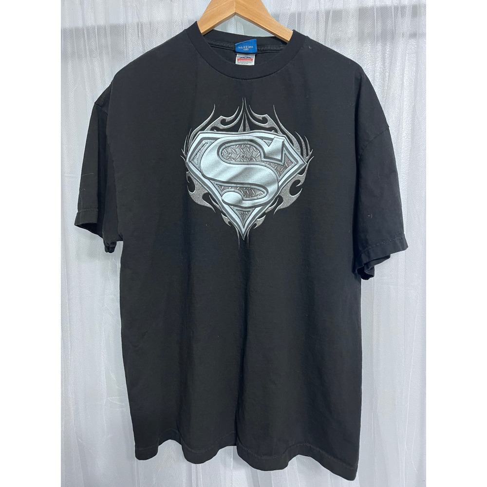 Superman Shield Graphic T Shirt Mens 2XL Black‎ Alstyle Apparel & Activewear